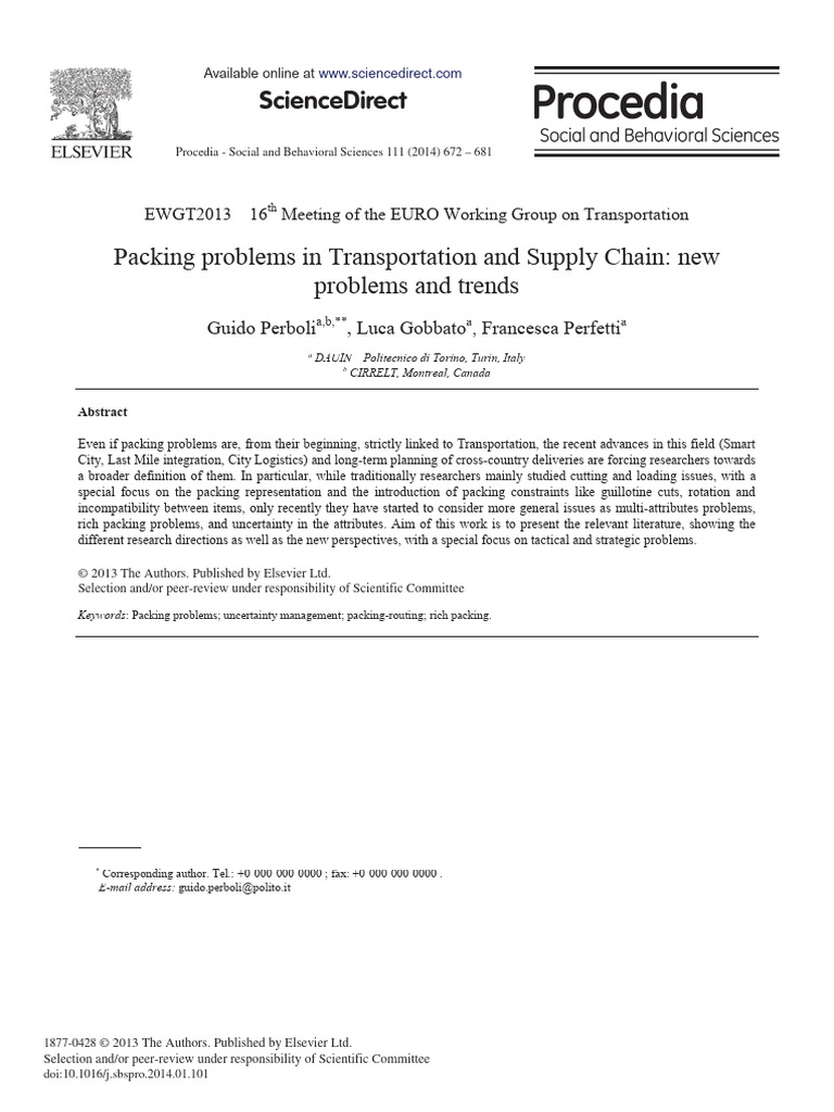 Trends in Packing Problems for Logistics | PDF | Mathematical ...