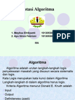 Notasi Algoritma: 1. Meylisa Efriliyanti 1013053019 2. Ayu Silvia Febriani 1013053042 Iiia