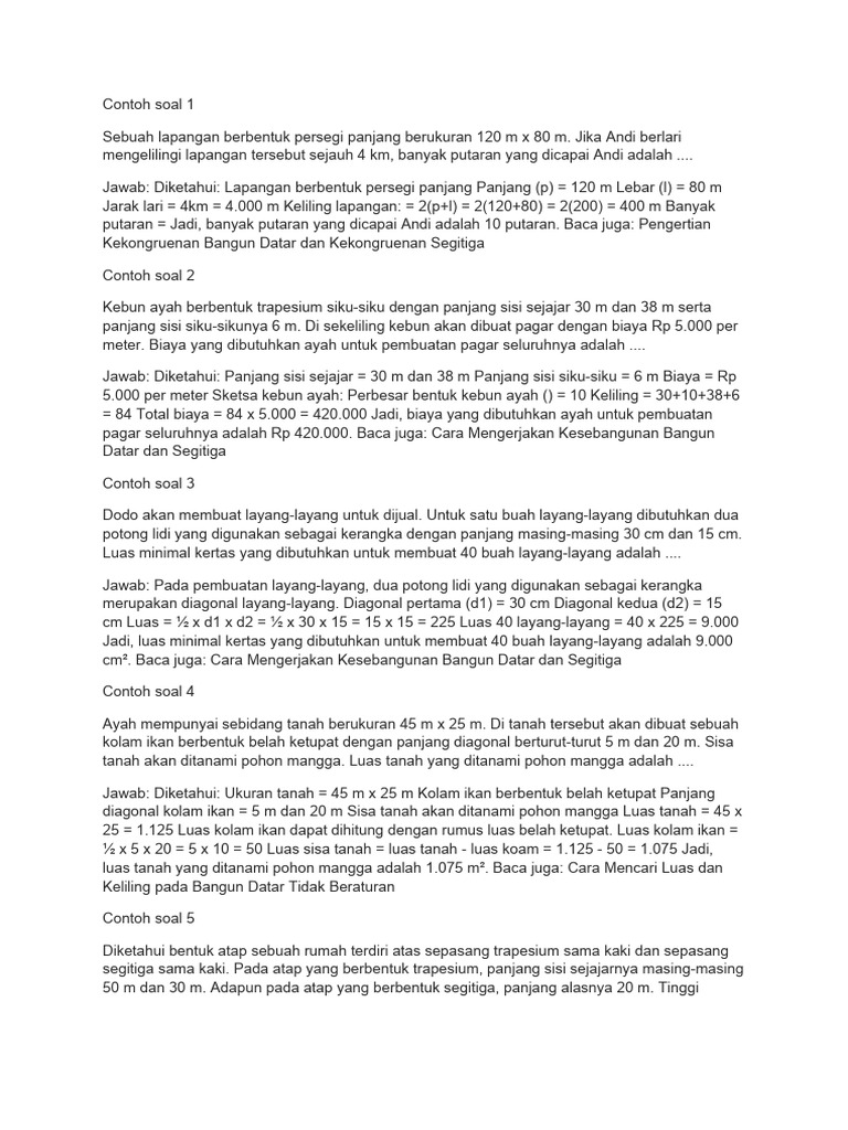 Soal Luas Bangun Datar Pdf