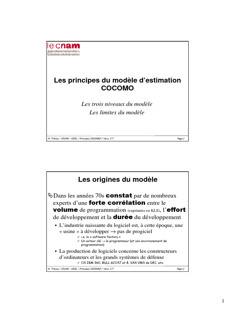 Principes du modèle COCOMO | PDF | Programmation informatique | Test de ...
