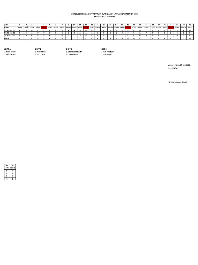 Roster Bulan Juni | PDF