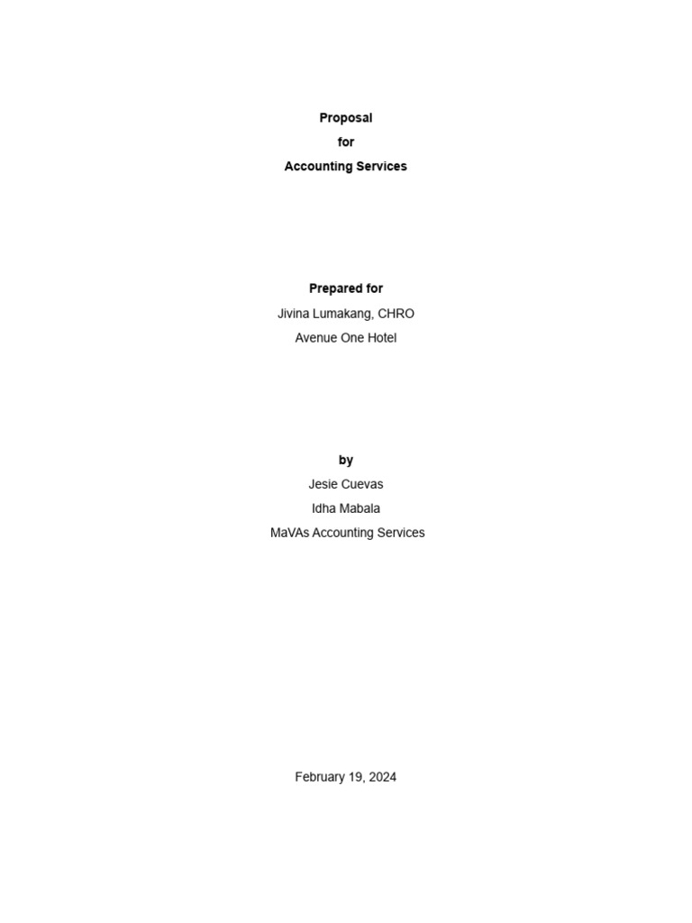 Accounting Services Proposal for Avenue One | PDF | Expense | Taxes