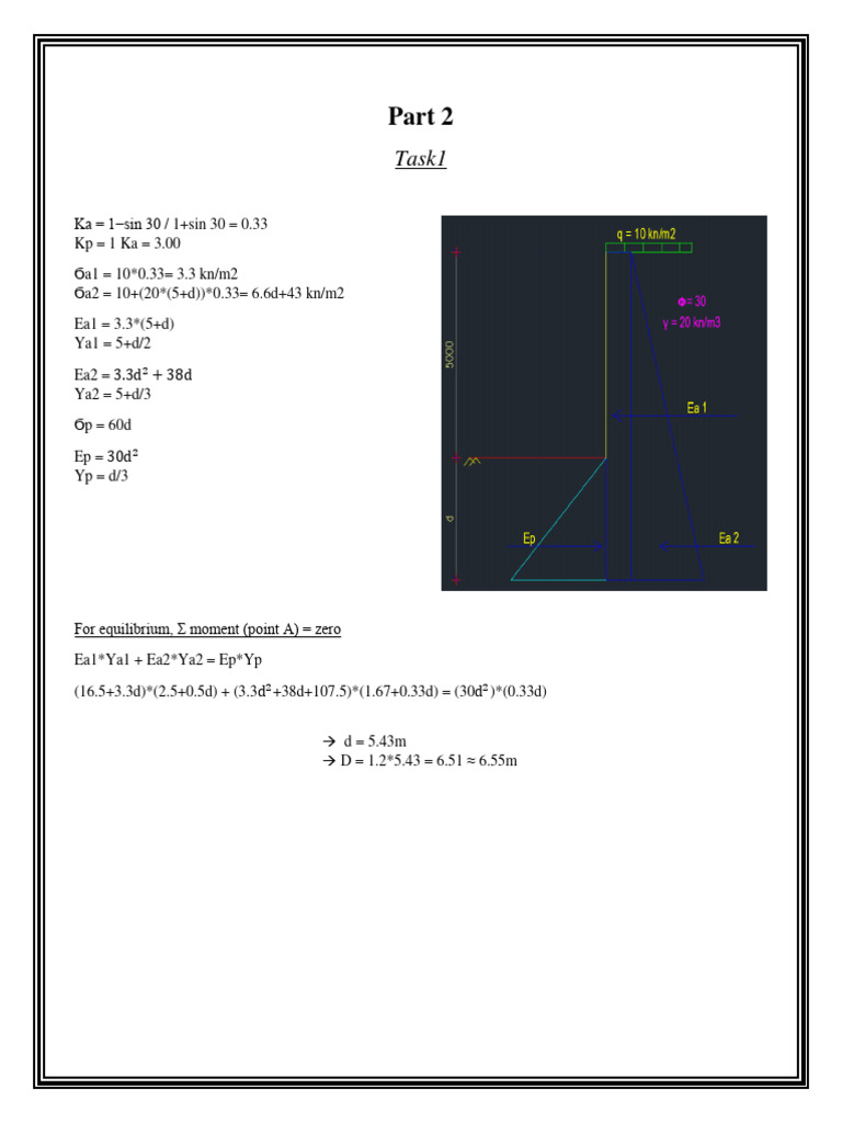 Anchored Sheet Pile Wall Calculations | PDF | Technology & Engineering