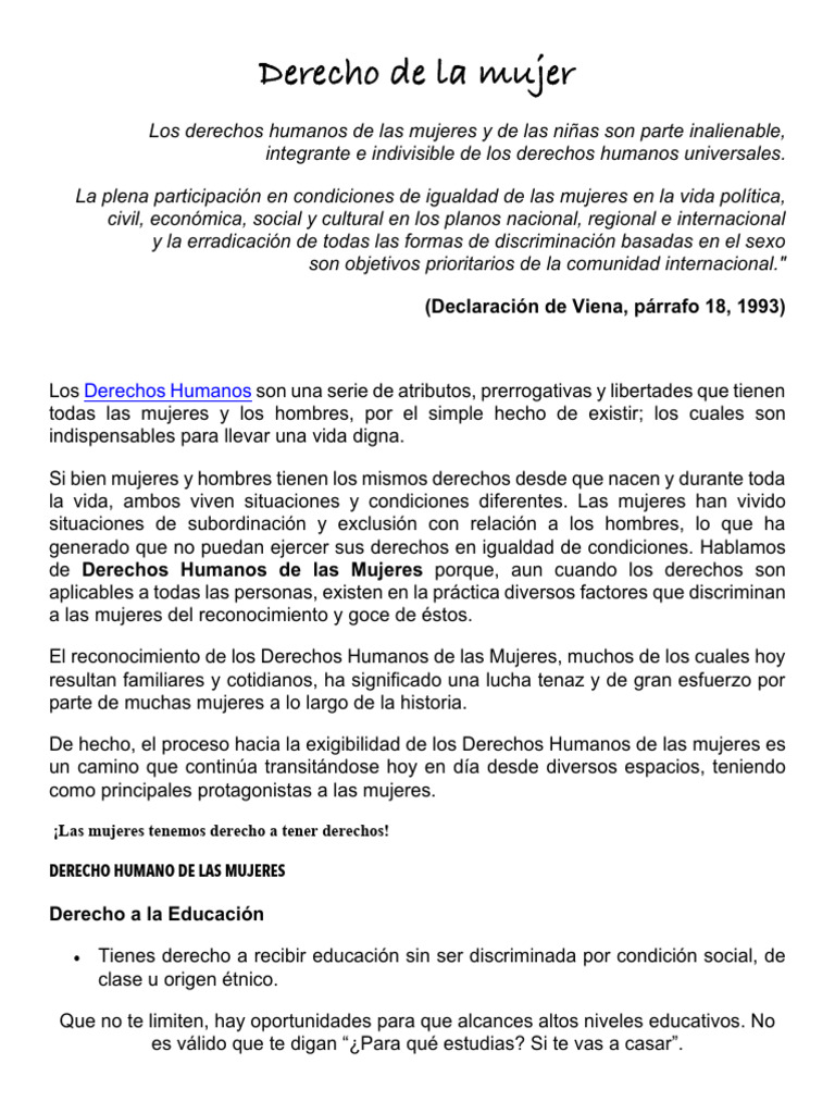 Derechos de Mujeres y Niñas | PDF | La violencia contra las mujeres ...