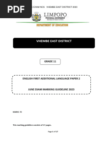 June Exam Grade 11 English Fal Memo 2023 PDF
