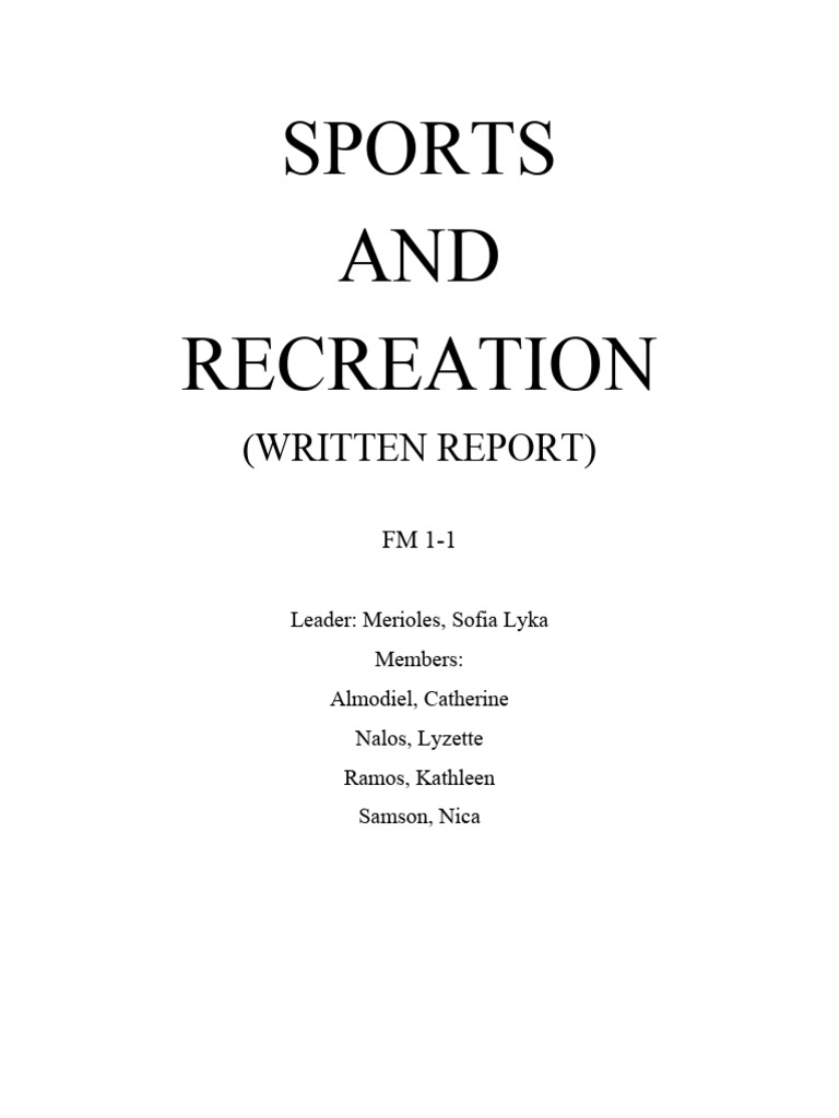 Benefits of Sports and Recreation | PDF | Memorandum | Physical Fitness