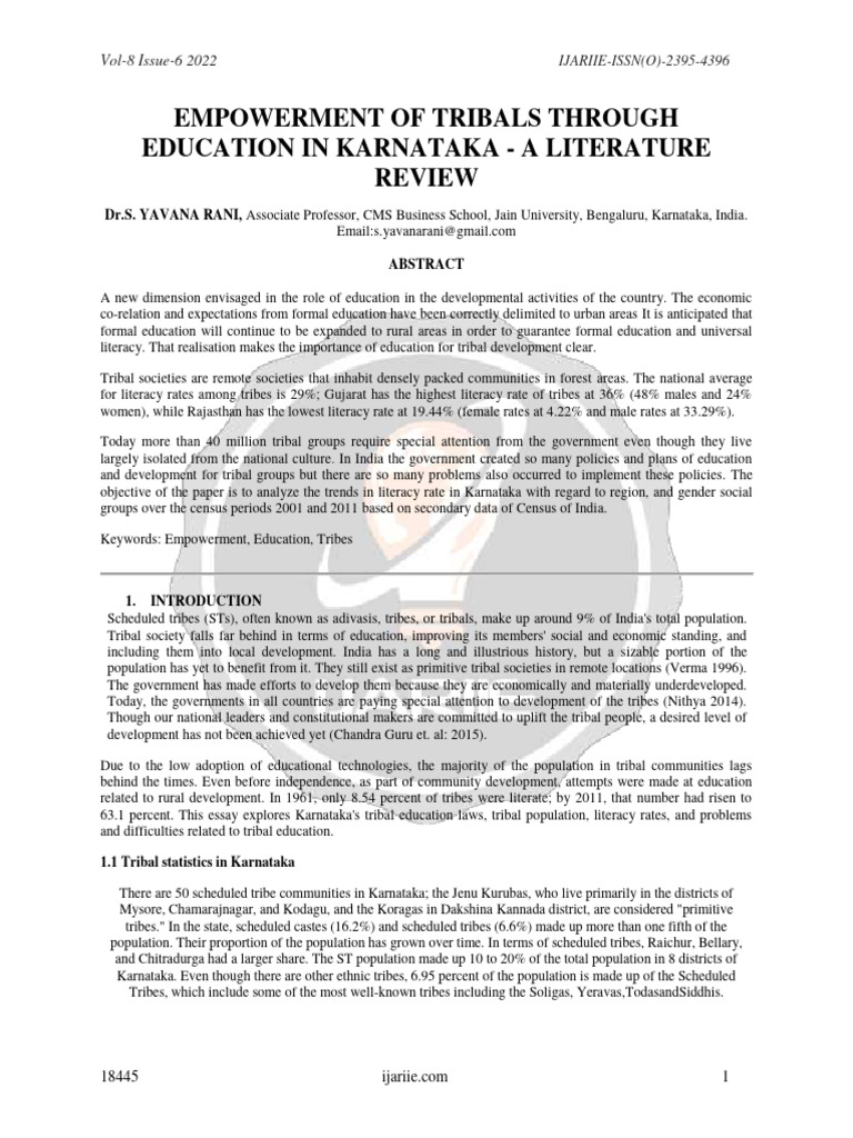 Tribal Education in Karnataka | PDF | Literacy