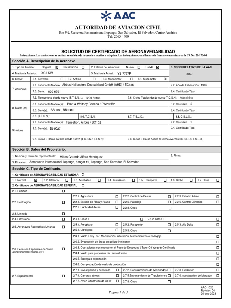 Formato AAC 1020 | Descargar gratis PDF | Aeronave | Operación del vehículo