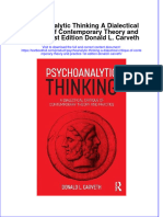 Psychoanalytic Thinking A Dialectical Critique of Contemporary Theory and Practice 1st Edition Donald L. Carveth