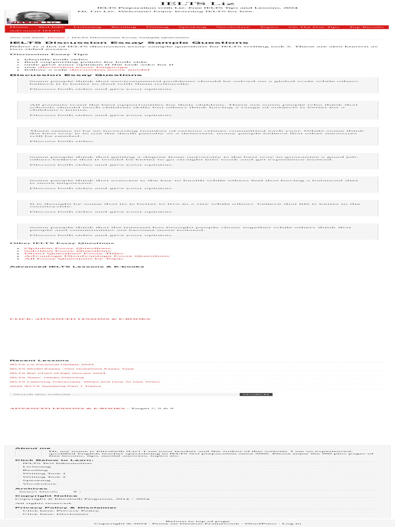 Ielts discussion essay sample questions pdf international english
