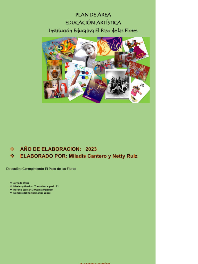 Artística 2023 | PDF | Educación en artes visuales | Plan de estudios