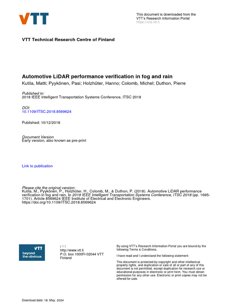 Automotive LiDAR Performance | PDF | Lidar | Infrared