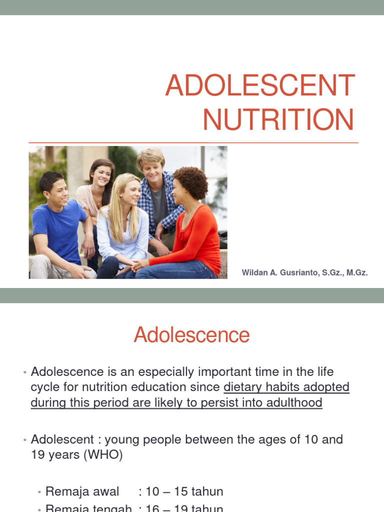 Adolescent Nutrition Pdf Food Energy Puberty