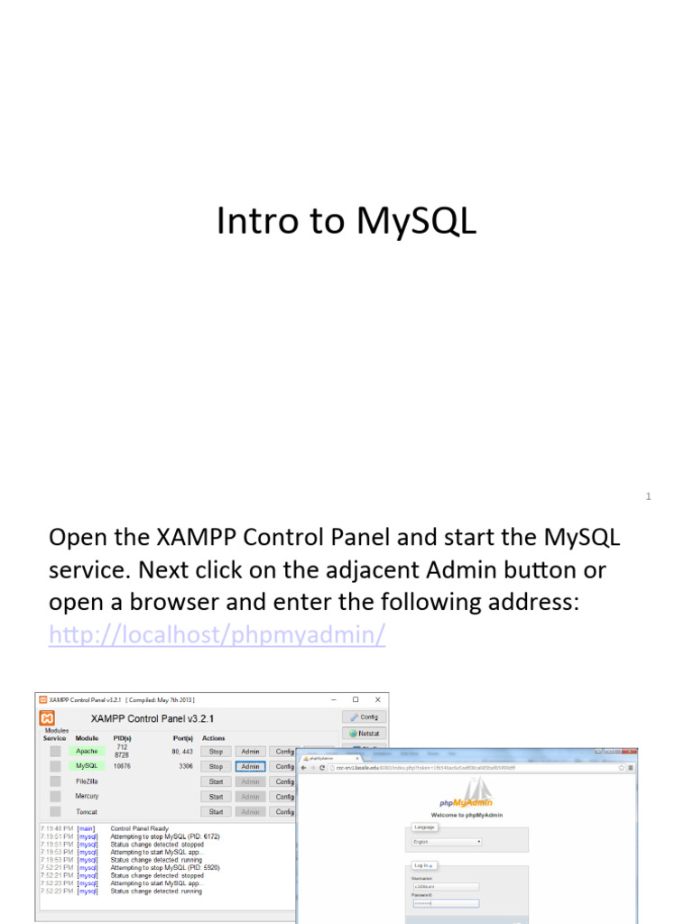 MySQL Intro | PDF | Table (Database) | Databases