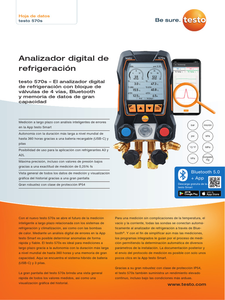 Testo 570s Datasheet 1984 0934 ES | PDF | Aplicación movil | Bluetooth
