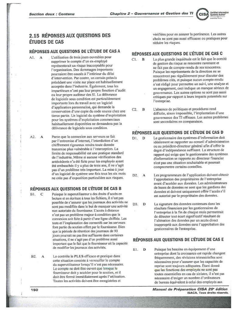 Etude de Cas Gouv. Niv 1 - Réponses | PDF