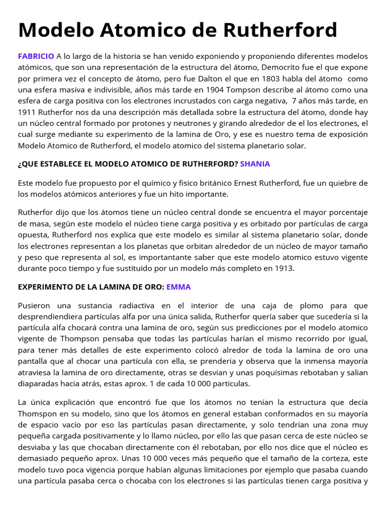 Modelo Atomico de Rutherford 20240517 175139 0000 | PDF | Núcleo ...