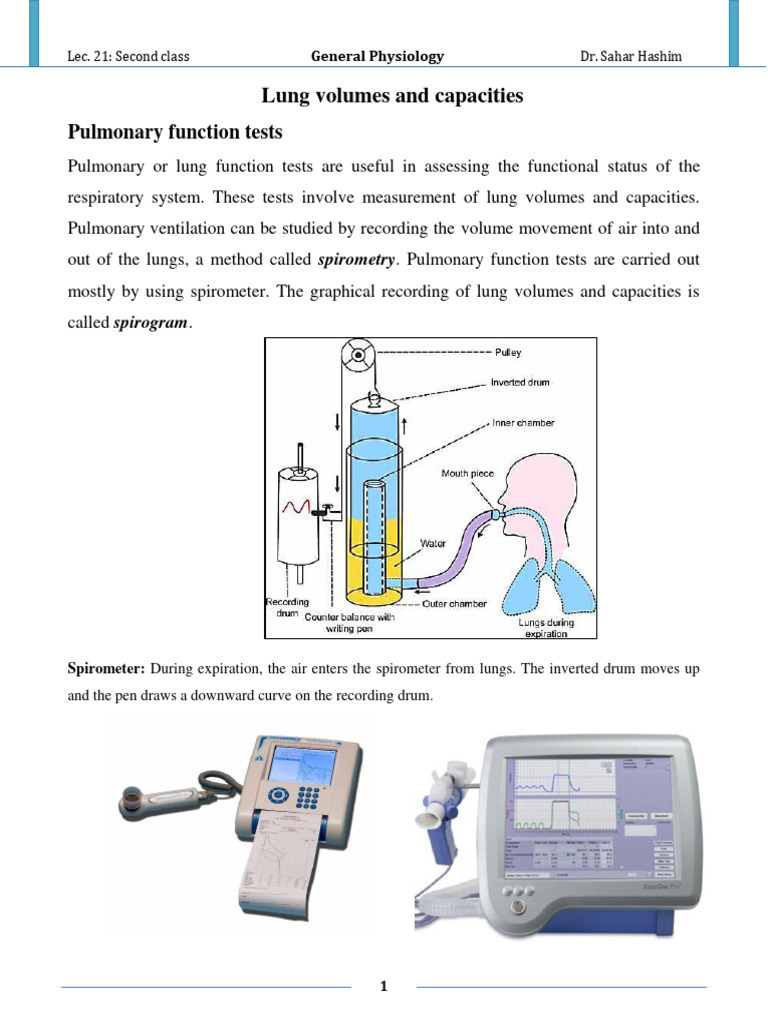 Lung Volumes and Capacities Overview | PDF | Exhalation | Breathing