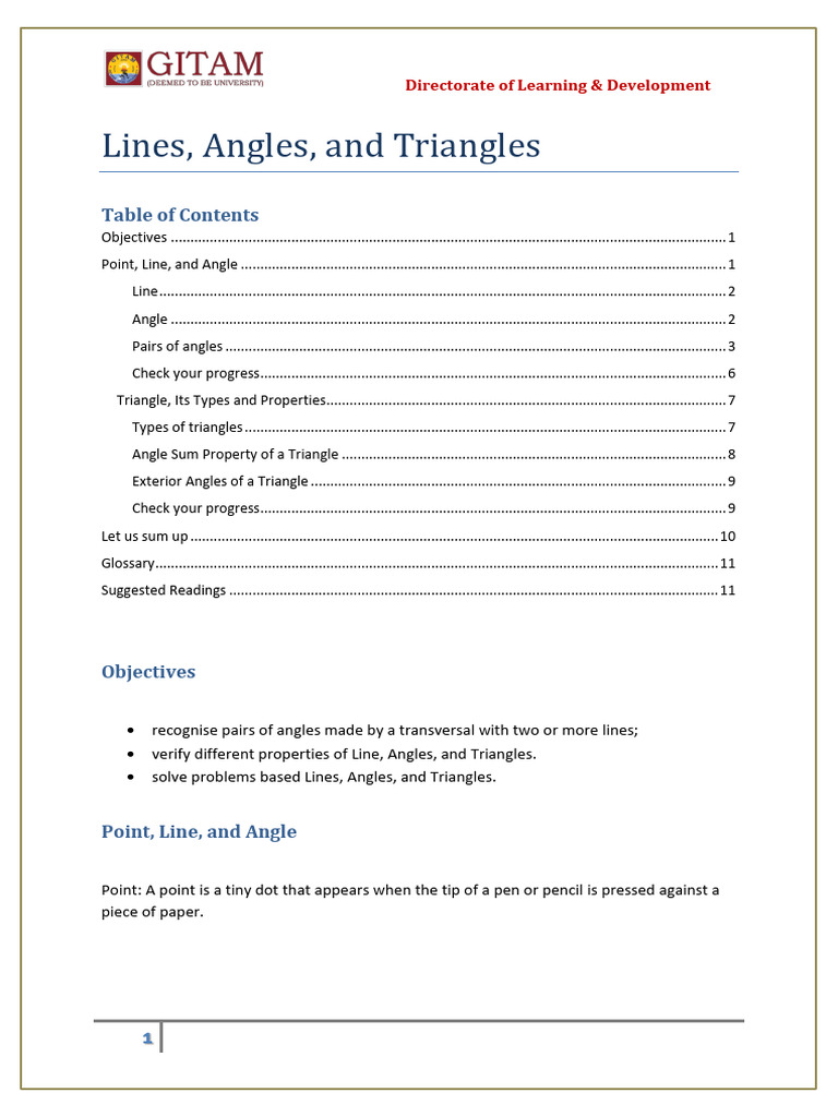 Lines, Angles, and Triangles SLM | PDF | Triangle | Elementary Geometry