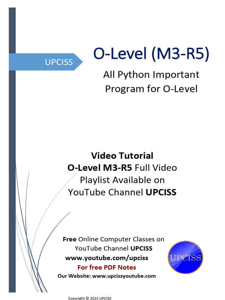 All Important Program in Python For o Level Exam | PDF | Numbers ...