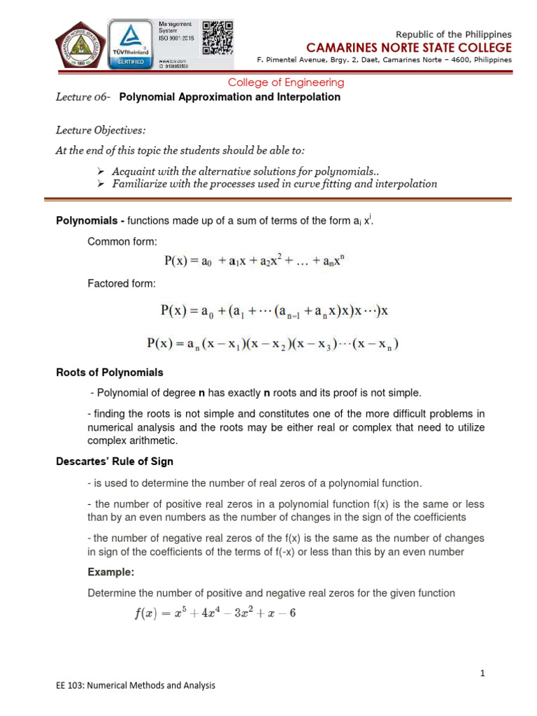Polynomial Approximation & Interpolation | PDF | Errors And Residuals ...