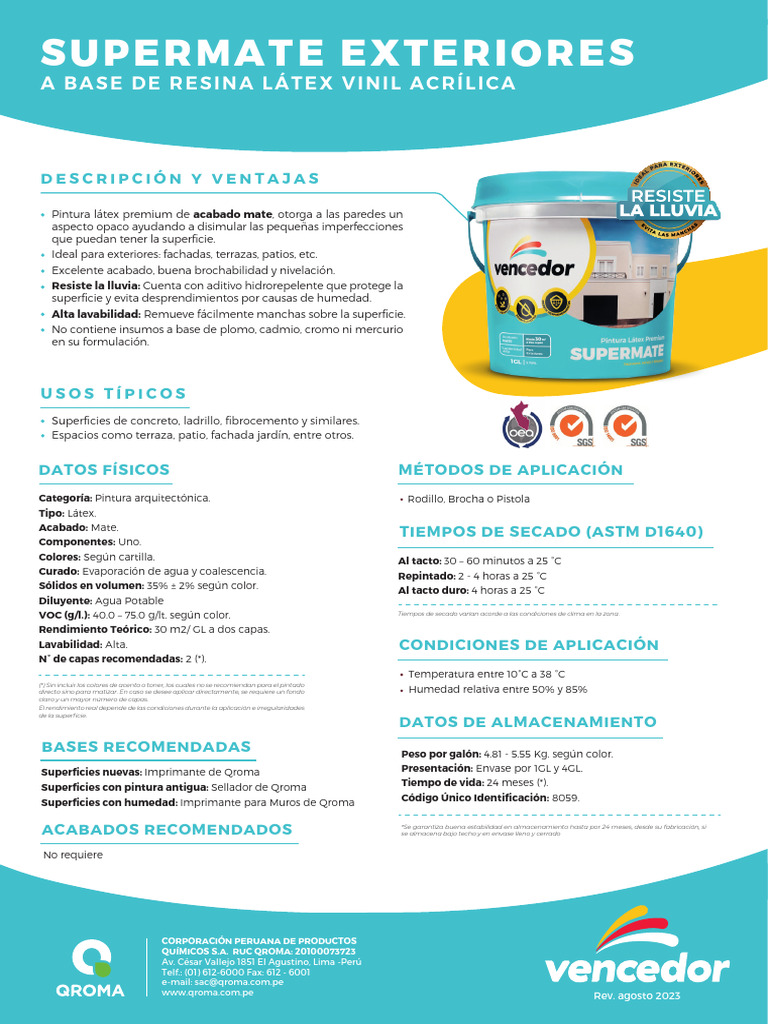 Supermate Exteriores: Pintura Premium | PDF | Pintar | Agua