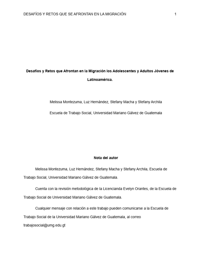 Retos de la Migración en Jóvenes Latinoamericanos | PDF | Ciencias sociales