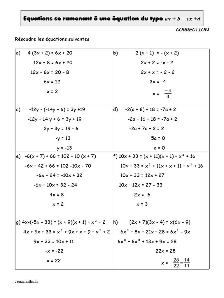 Résolution d'équations linéaires | PDF