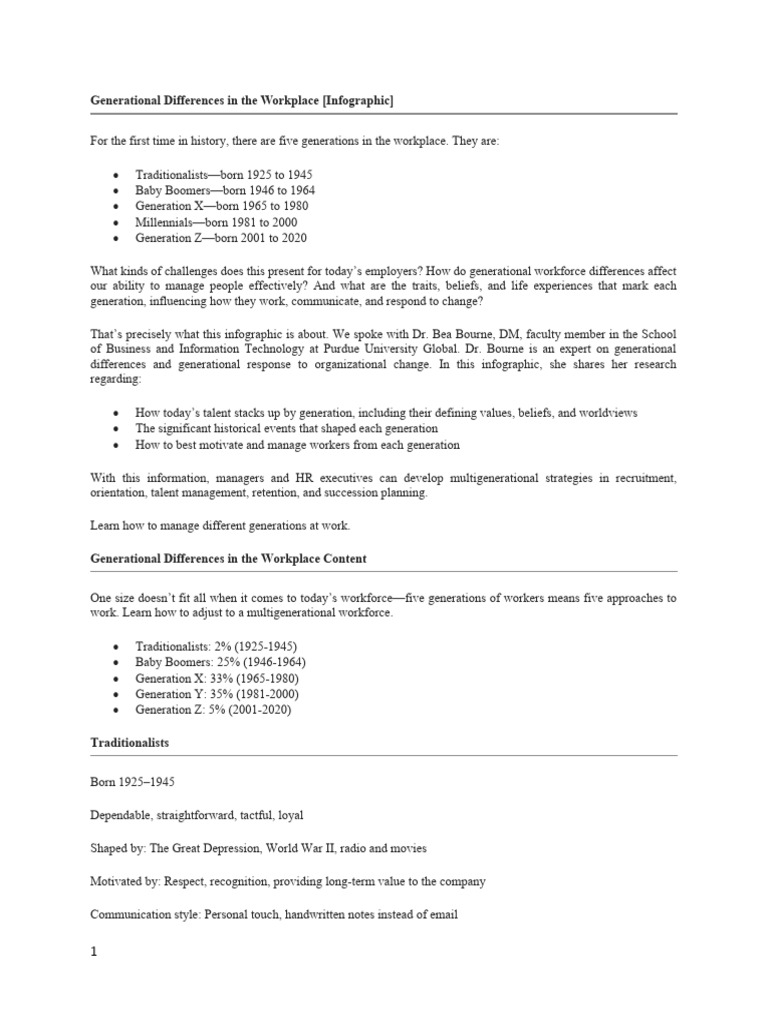 Managing Multigenerational Workforces | PDF | Millennials | Baby Boomers