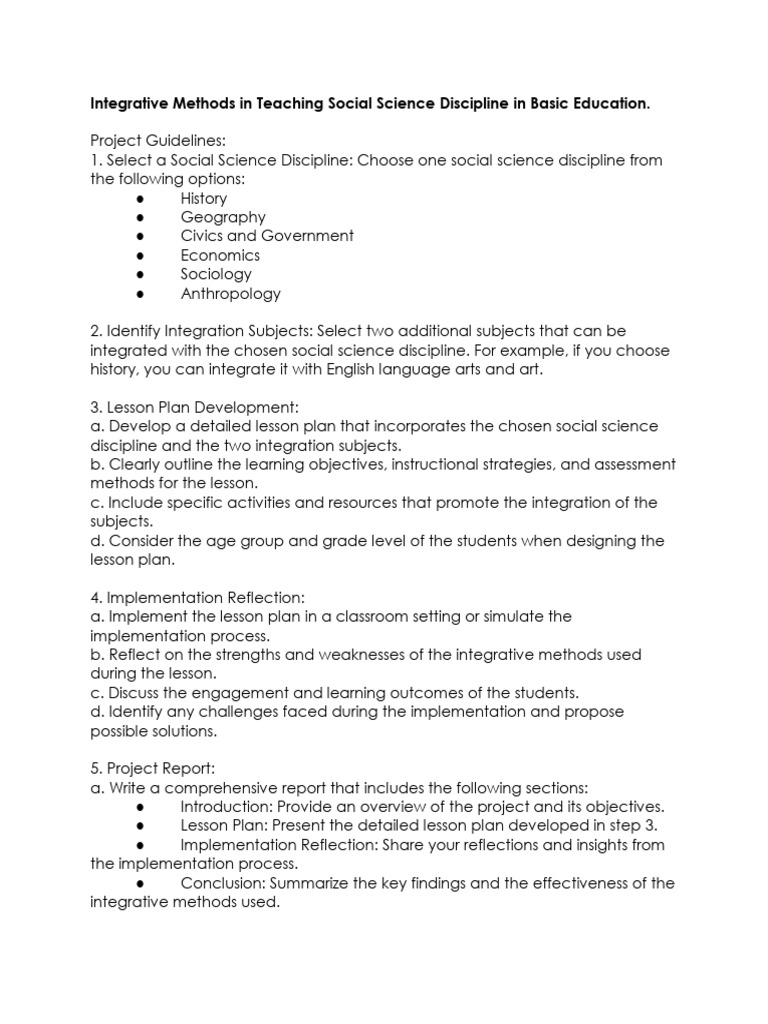 Integrative Teaching Methods for Social Science | PDF | Lesson Plan ...