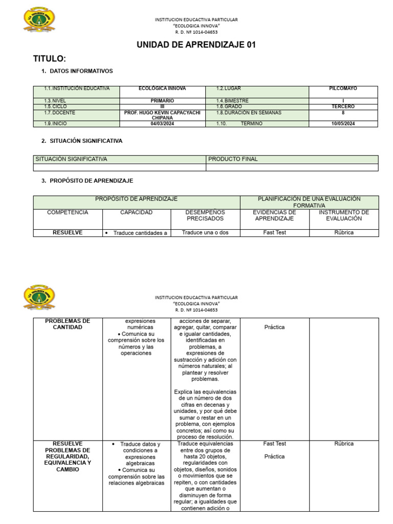 Unidad de Aprendizaje Tercero | PDF | Conjunto (Matemáticas) | Aritmética