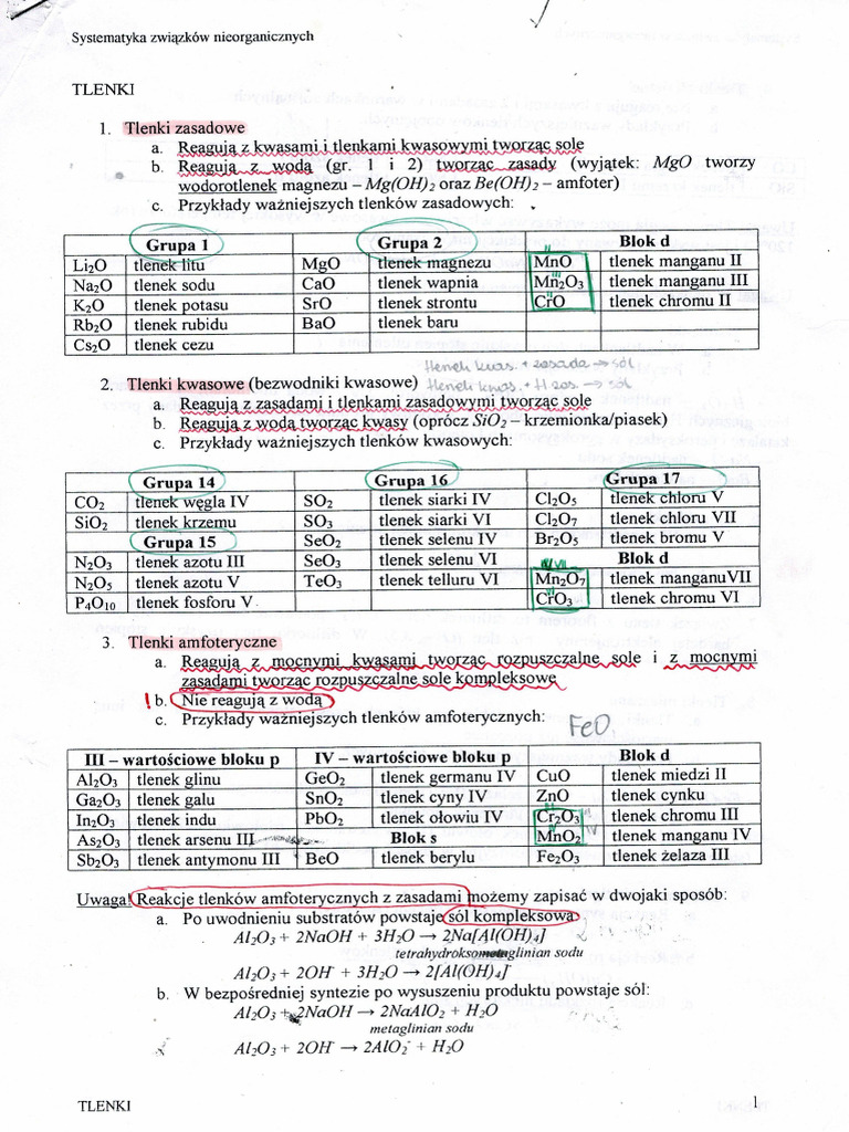 Arkusz Sprawdzający Iii Systematyka Związków Nieorganicznych Odpowiedzi Systematyka Zwiä Zkã W Nieorganicznych | PDF