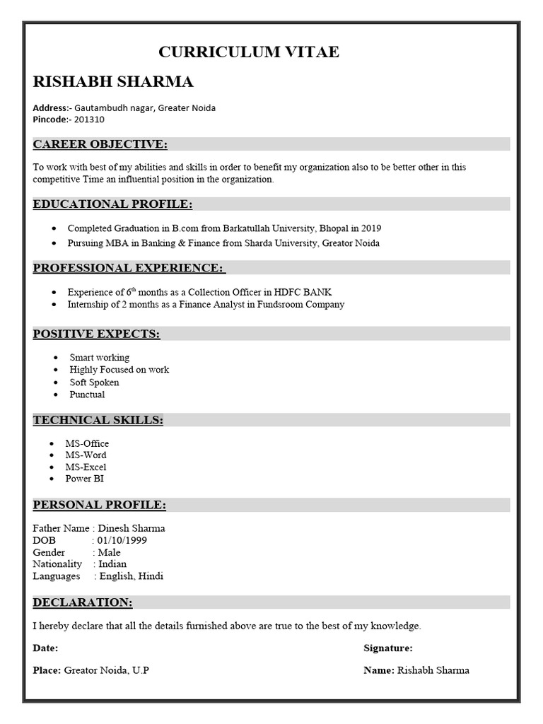 CV-1 - Rishabh Sharma | PDF