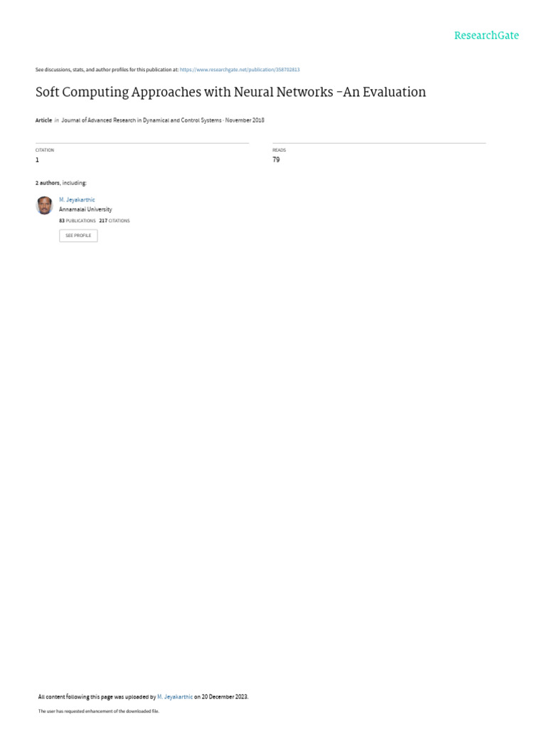 Evaluation of Neural Networks in Soft Computing | PDF | Artificial ...
