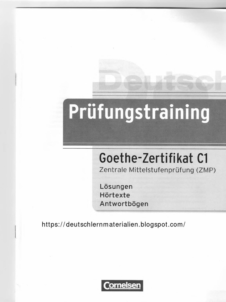 Deutsch Prüfungstraining Goethe Zertifikat C1 Lösungen | PDF