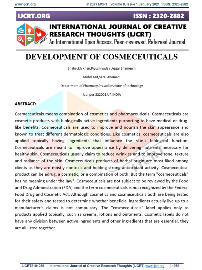 IJCRT2101239 | PDF | Cosmetics | Antioxidant