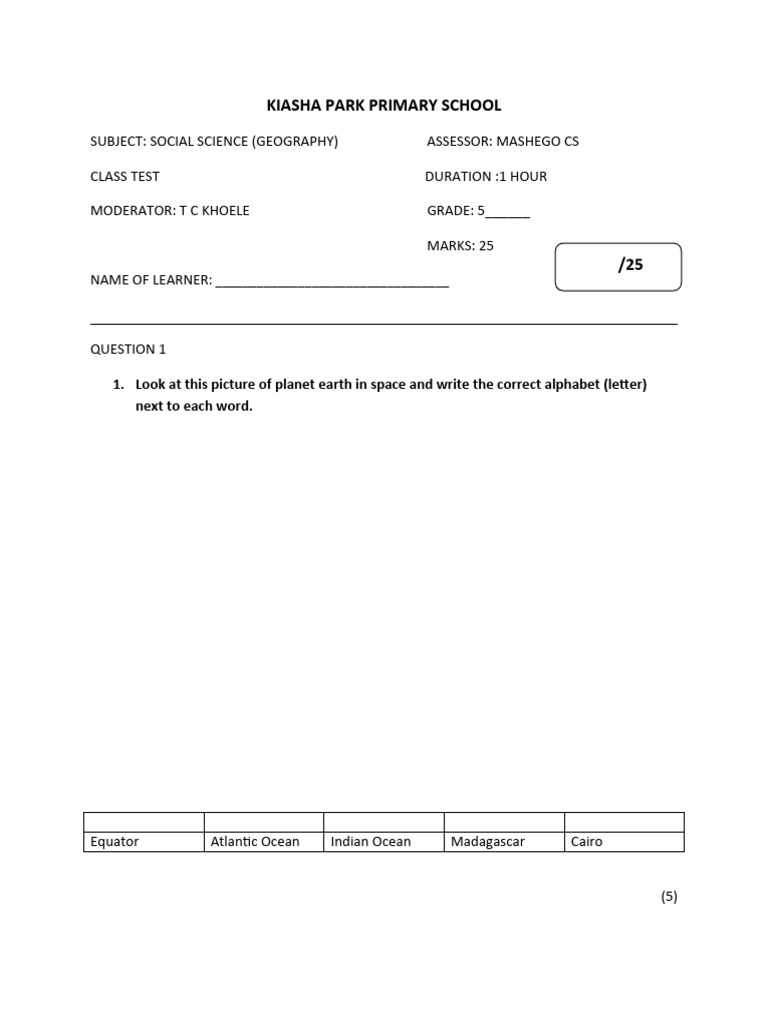 Geo Test Pdf Equator Earth