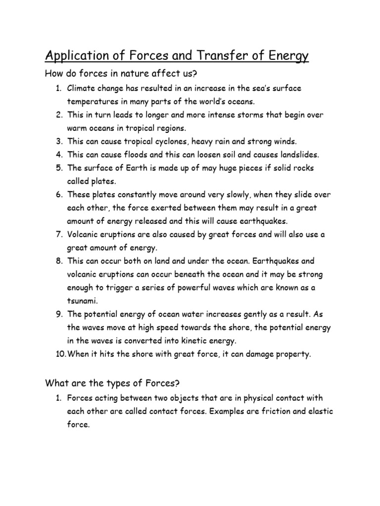 Forces and Energy Transfer Explained | PDF | Force | Thermal Expansion