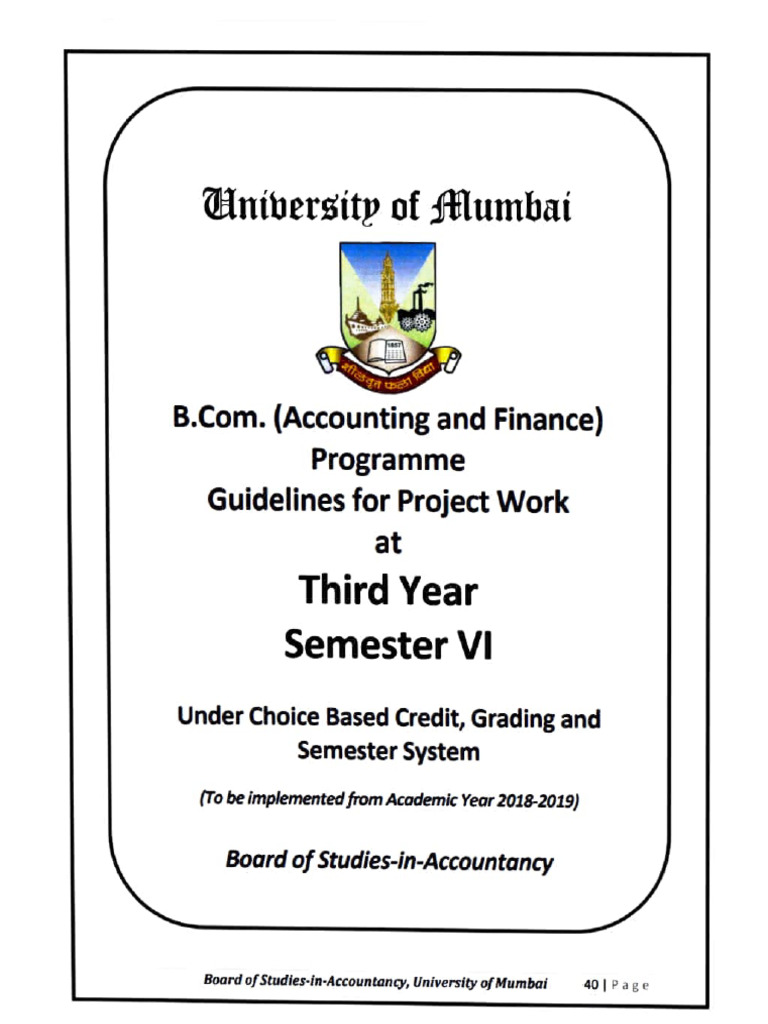 B.Com Project Work Guidelines Mumbai | PDF | Methodology | Curriculum