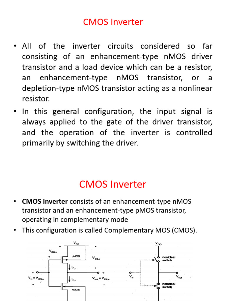 CMOS Inverter Characteristics and Operation | PDF | Cmos | Mosfet