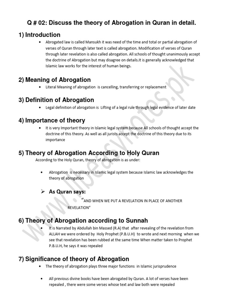 Theory of Abrogation in the Quran | PDF | Quran | Islam