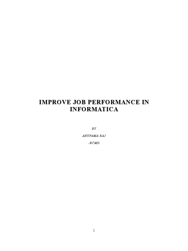 Improve Job Performance in A | PDF | Database Index | Data Warehouse