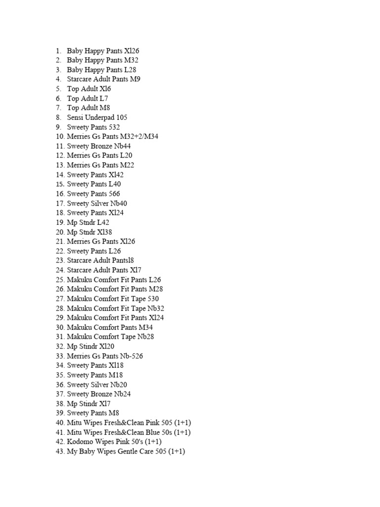 Daftar Susu Dan Pampers Pdf Cleaning Products Personal Hygiene