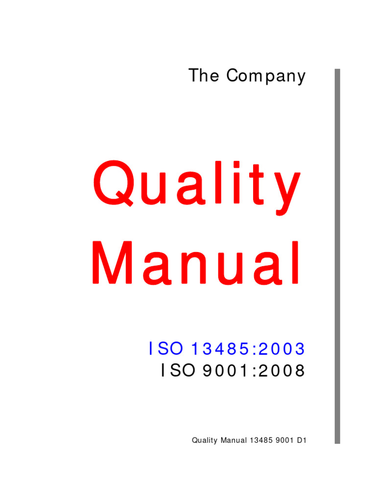 ISO 13485 Quality Manual Overview | PDF | Quality Management System ...