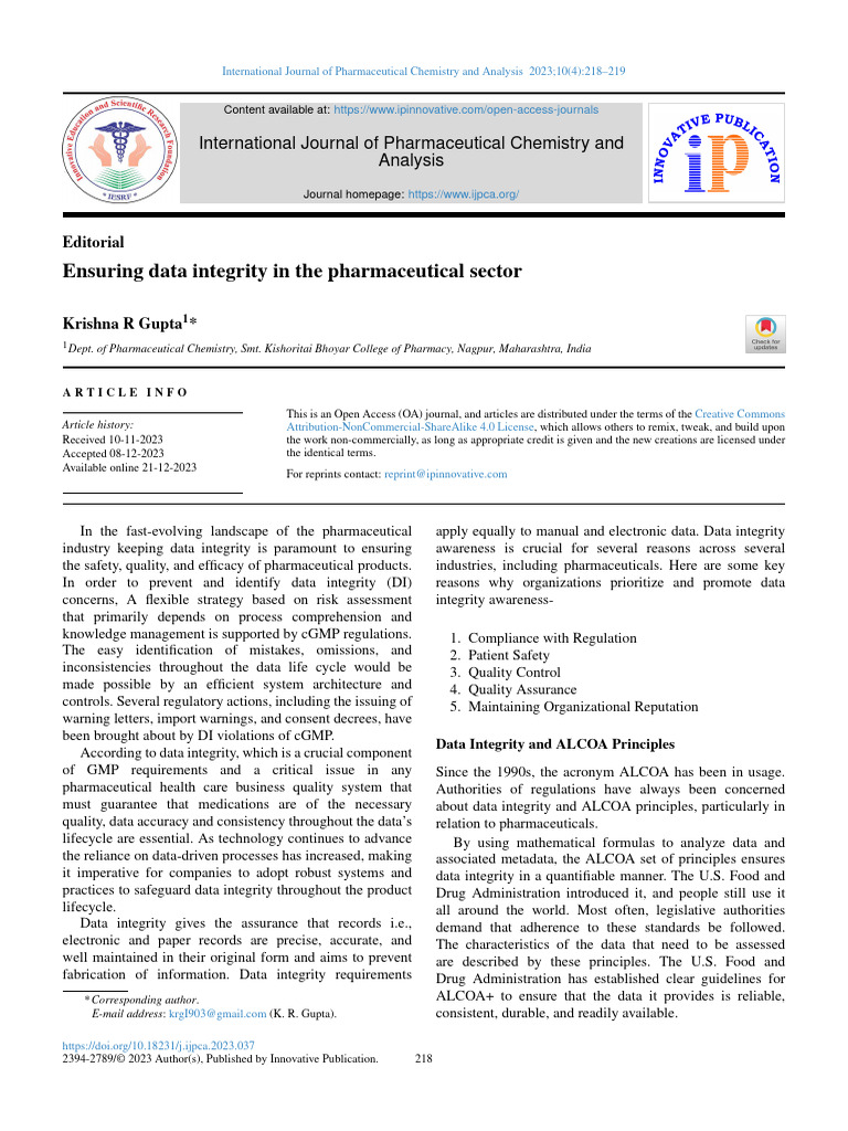Ensuring Data Integrity in Pharma | PDF | Clinical Trial | Integrity