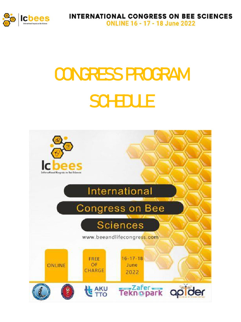 Congress Program Schedule 2022 | PDF | Honey Bee | Bees