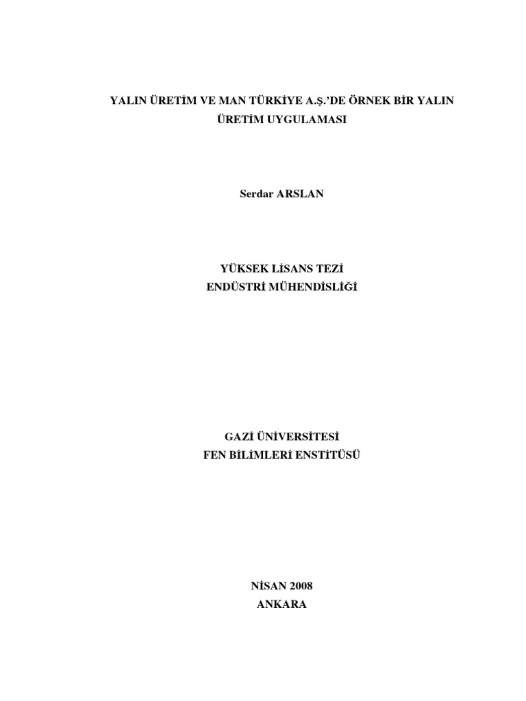 Yalin Üret M Ve Man Türk Ye A. .'De Örnek B R Yalin Üret M Uygulamasi | PDF