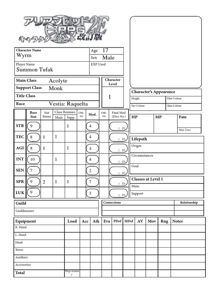 Character Sheet - General Form Fillable | PDF | Tabletop Games | Gaming