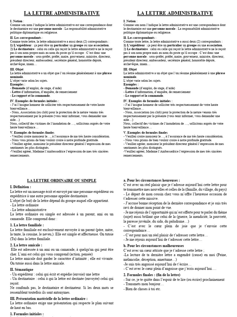 Guide de rédaction d'une lettre ordinaire | PDF | Arts du langage et ...