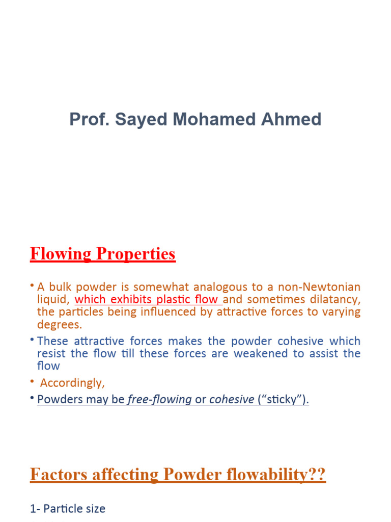 Enhancing Powder Flowability Factors | PDF | Tablet (Pharmacy) | Force